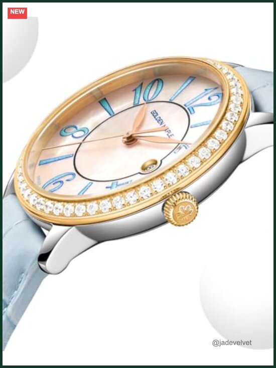 Diamond Bezel Mother-of-Pearl Dial Swiss Quartz Watch, 316L Stainless Steel & main image 5